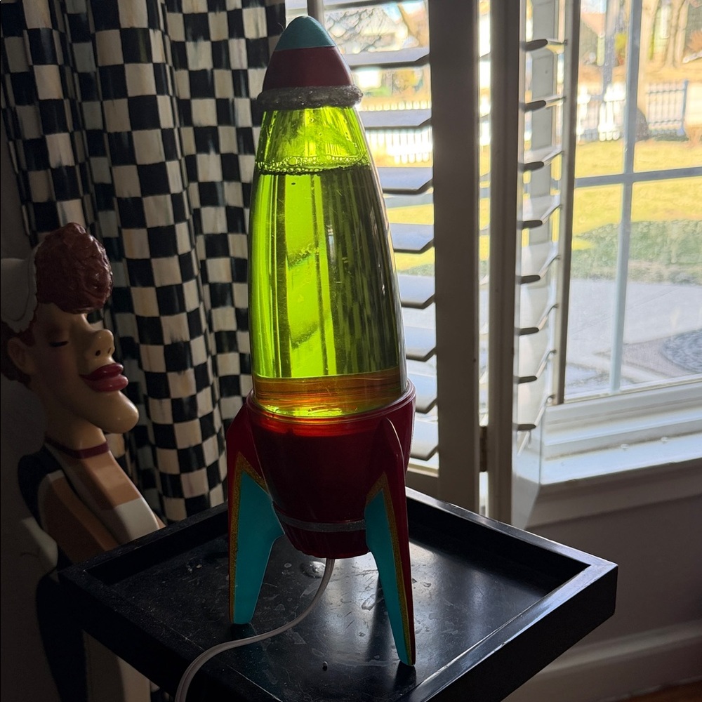 Retro Rocket Lava Lamp - Red, Teal & Lime